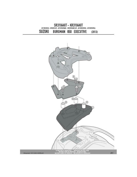 Support Top Case Suzuki 650 Executive | 2013 à 2020