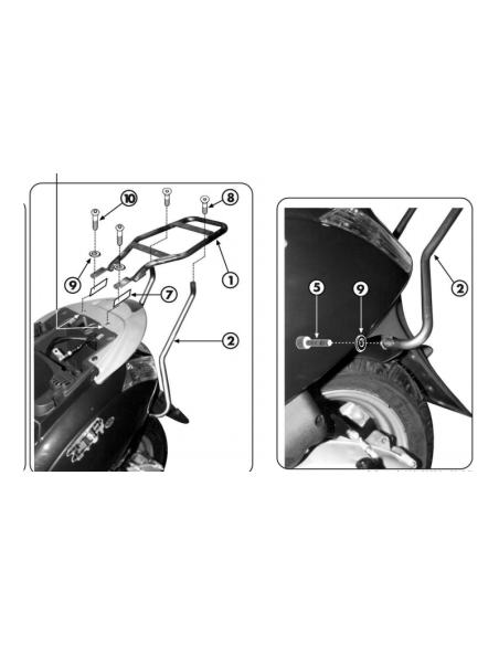 Support Top Case Givi Piaggio Zip 50-125 | 2000 à 2012