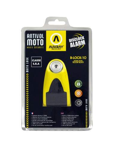 BLOQUE DISQUE ALARME AUVRAY SRA - B-LOCK-10 JAUNE/NOIR