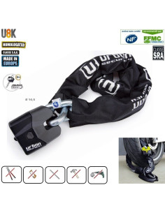 Antivol Urban Chaine 1,20m et Cadenas D15 - Classe SRA NF FFMC 2