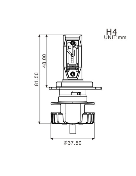 Projecteur Ampoule H4 Led - Ballast 16W/2200 (code et phare)