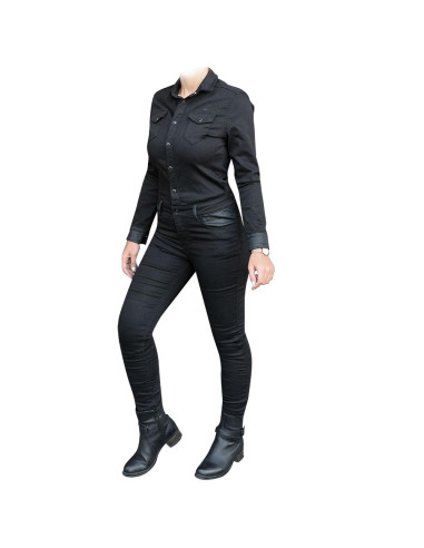 Combinaison Jeans Moto Femme Overlap Tess Noir