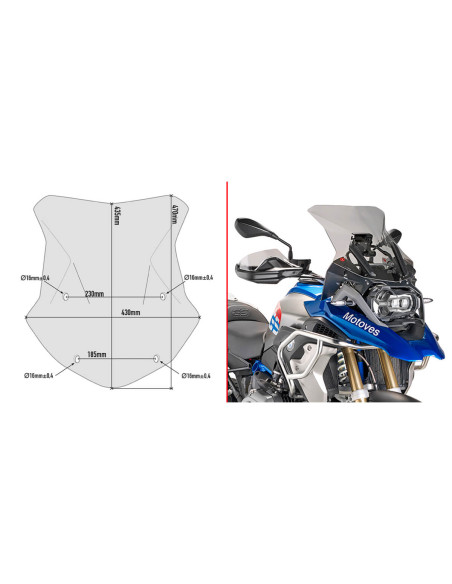 Pare-Brise BMW R1200 GS (16-18) et R1250 GS (19-22)