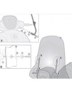 Kit de Fixation Pare-Brise A5606A pour Piaggio Medley 125-300-305 2