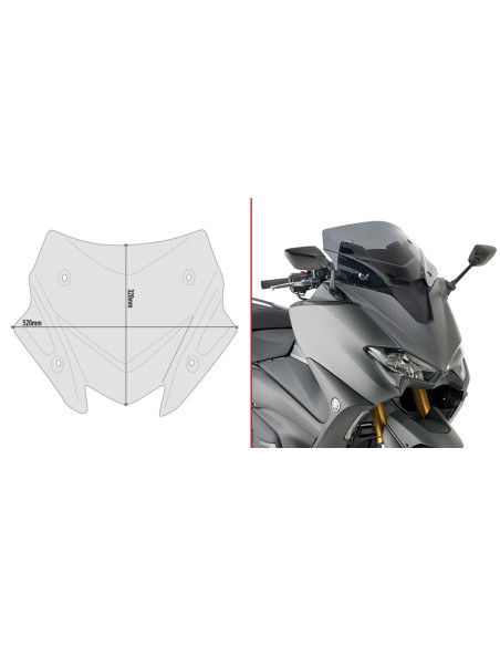 Bulle Sportive Fumée TMAX 530 - GIVI D2147B