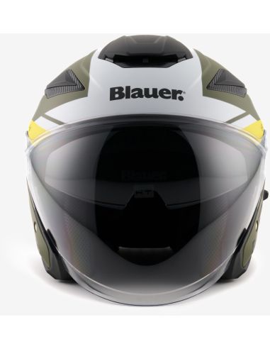 Casque Jet Bleu JJ-01 Vert Mat