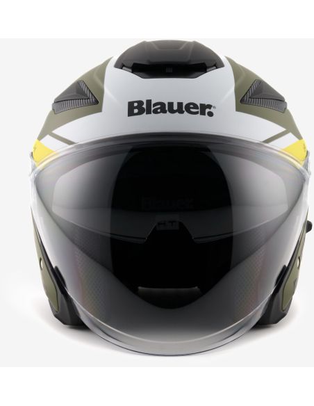 Casque Jet Bleu JJ-01 Vert Mat