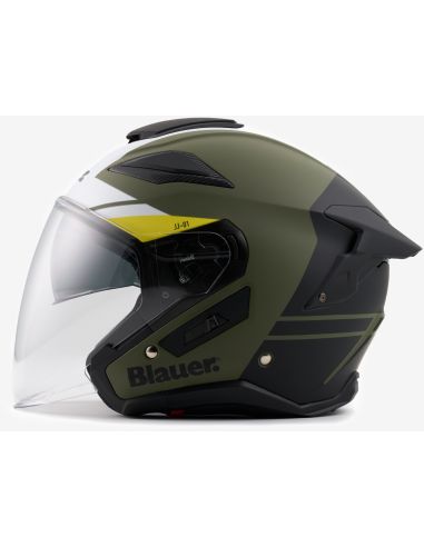 Casque Jet Bleu JJ-01 Vert-Noir