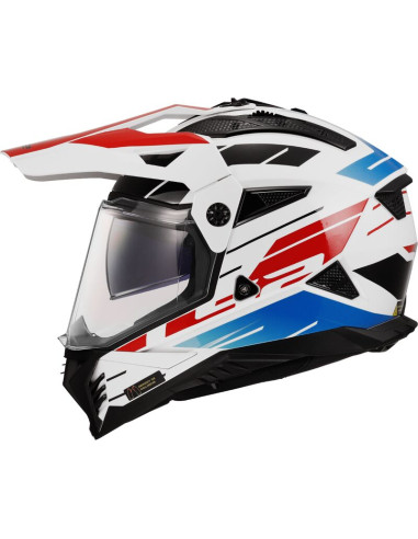 Casque Cross LS2 Pioneer 2 MX702 Namib - Blanc/Rouge/Bleu
